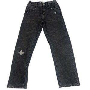 Zara Classic Girls Mom Fit High Rise Black Acid Wash Jeans Size 13 / 14 XS Women